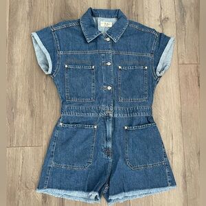 Free people Jean utility romper